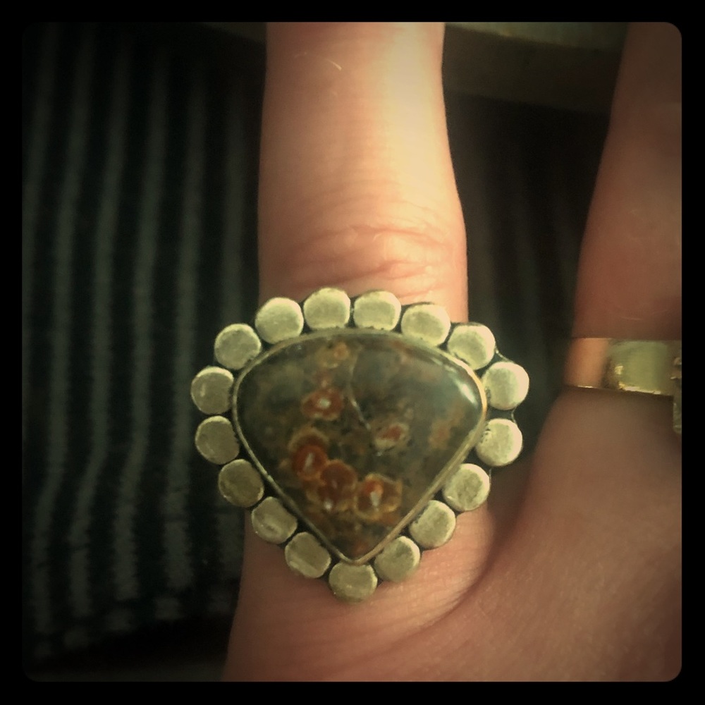 COPY - Leopard Jasper Stone, Silver Ring